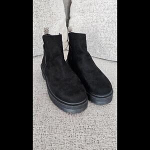 Qupid Chelsea Ankle Boots size 10.5 Black Elastic On Back With Cute Straps